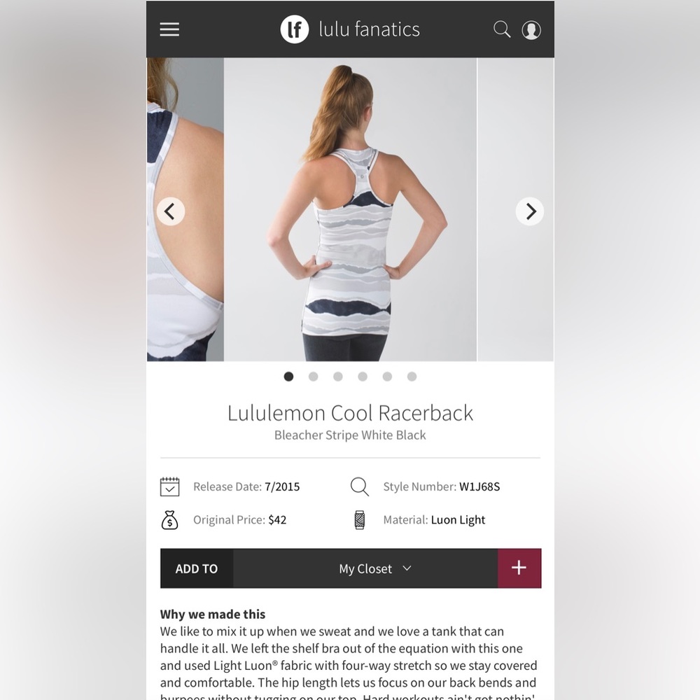 Lululemon Cool Racerback Size 4 - Picture 5 of 6